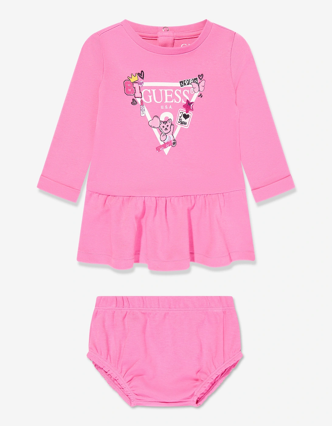 Baby Girls Heart Dress with Knickers in Pink, 5 of 4
