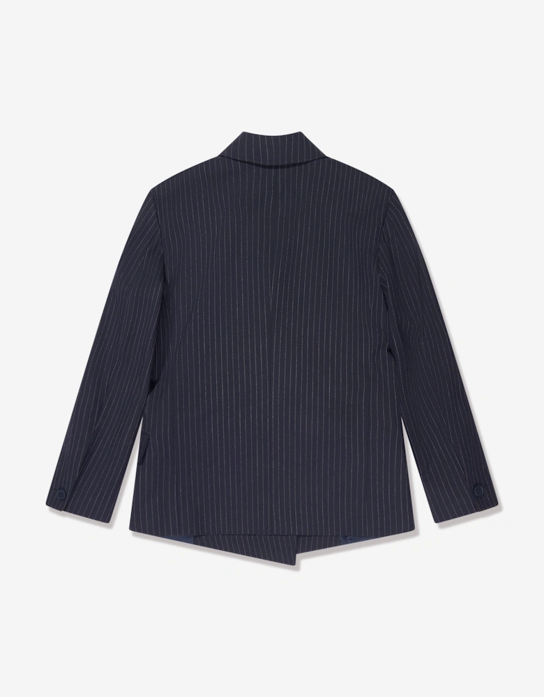 BOSS Boys Striped Suit Jacket in Navy