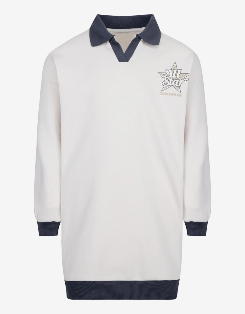 Girls Logo Polo Dress in Ivory