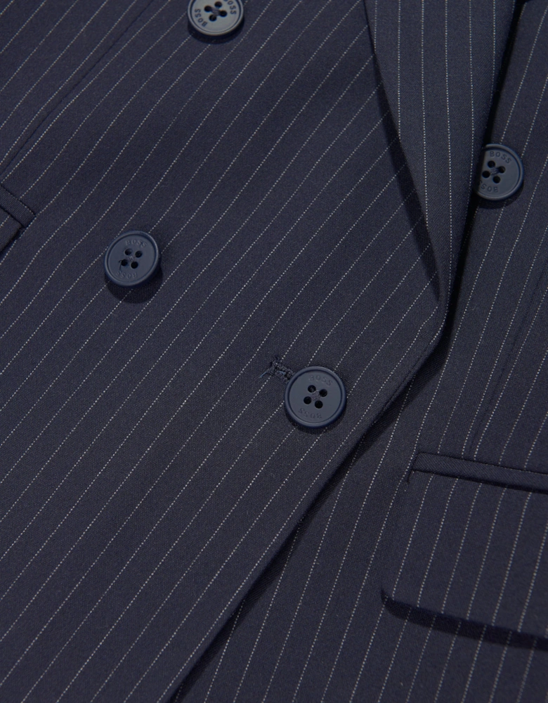 BOSS Boys Striped Suit Jacket in Navy