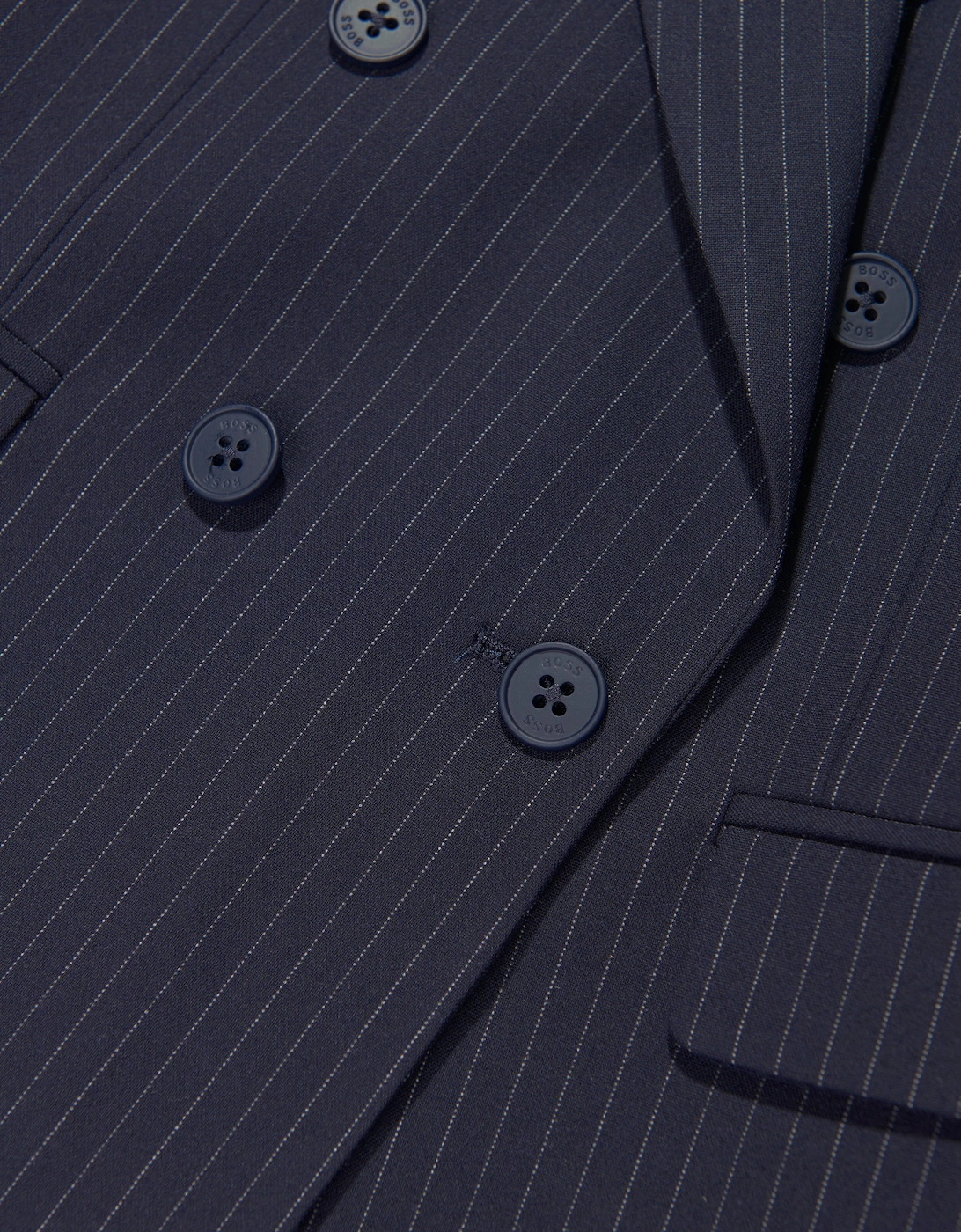 BOSS Boys Striped Suit Jacket in Navy