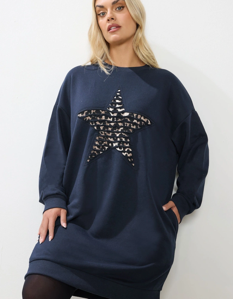 Leopard Star Sweatshirt Dress