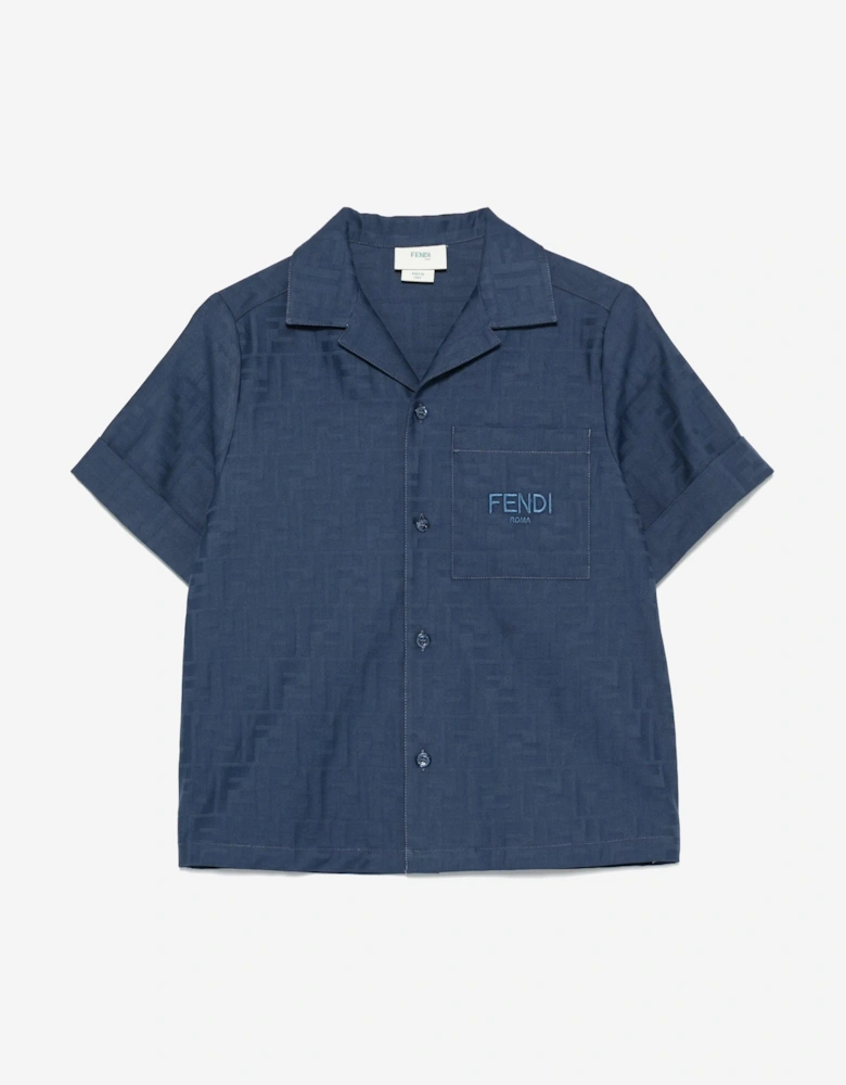 Boys FF Jacqaurd Shirt in Navy