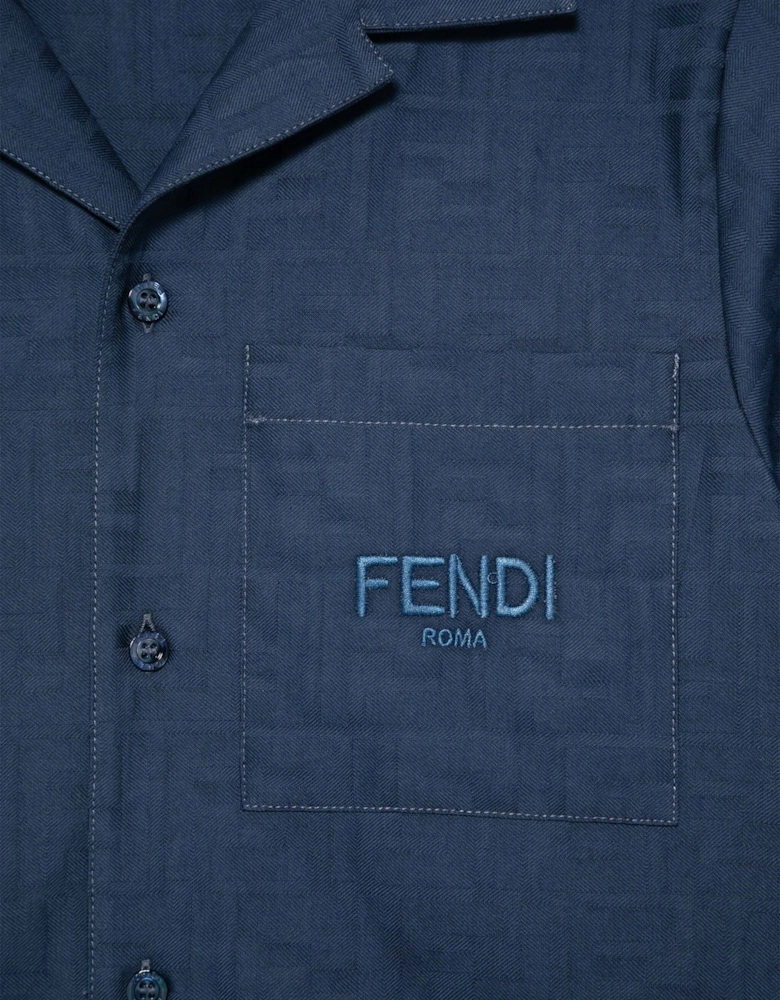 Boys FF Jacqaurd Shirt in Navy