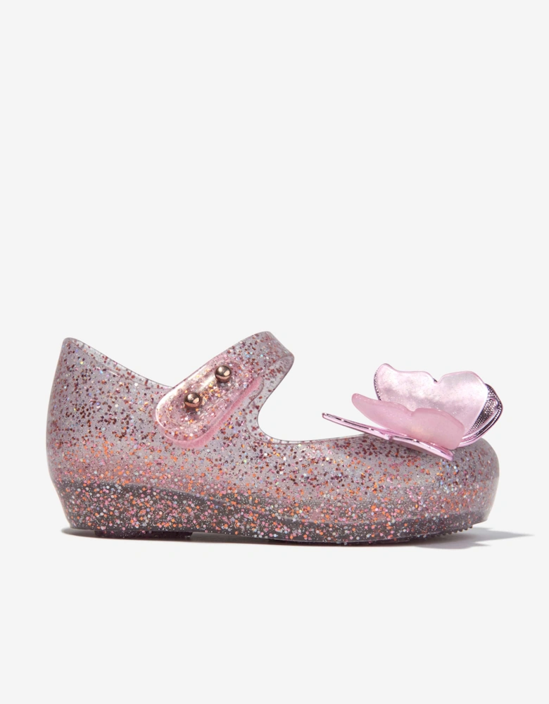 Girls Mini Ultragirl Butterfly Jelly Ballerinas in Pink