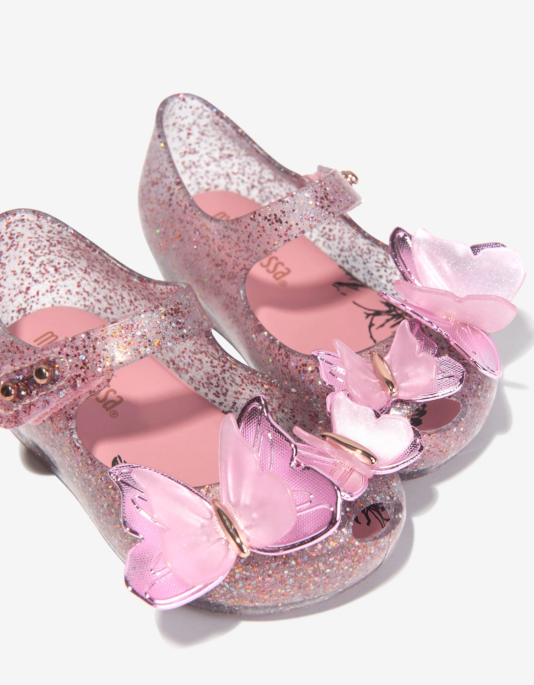 Girls Mini Ultragirl Butterfly Jelly Ballerinas in Pink