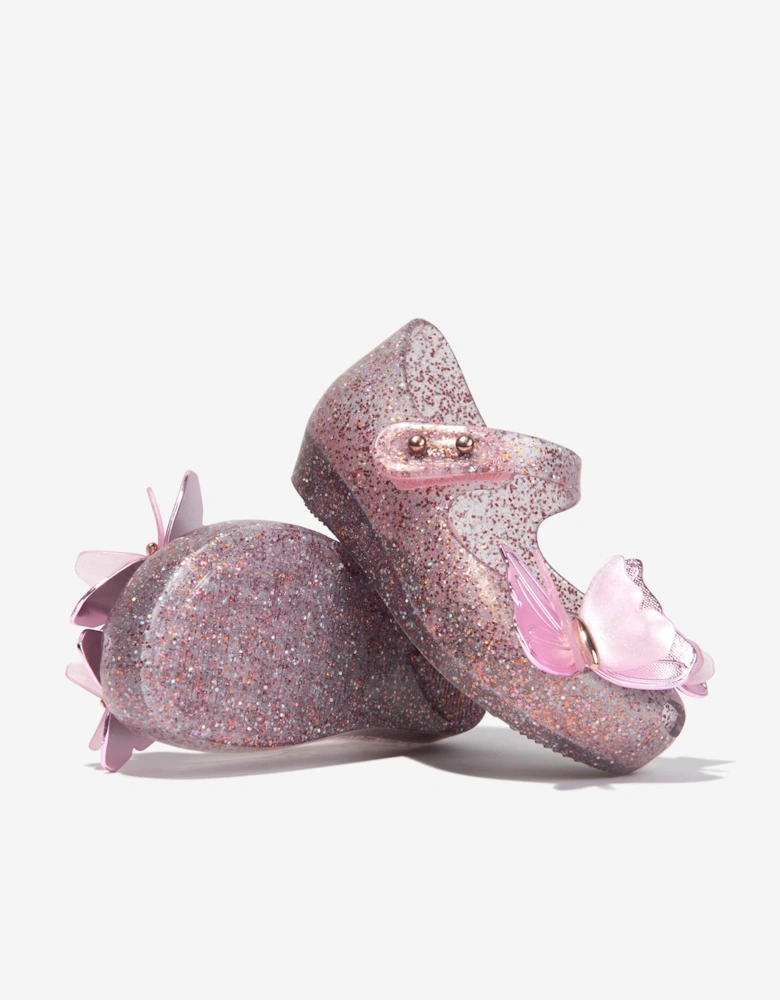Girls Mini Ultragirl Butterfly Jelly Ballerinas in Pink