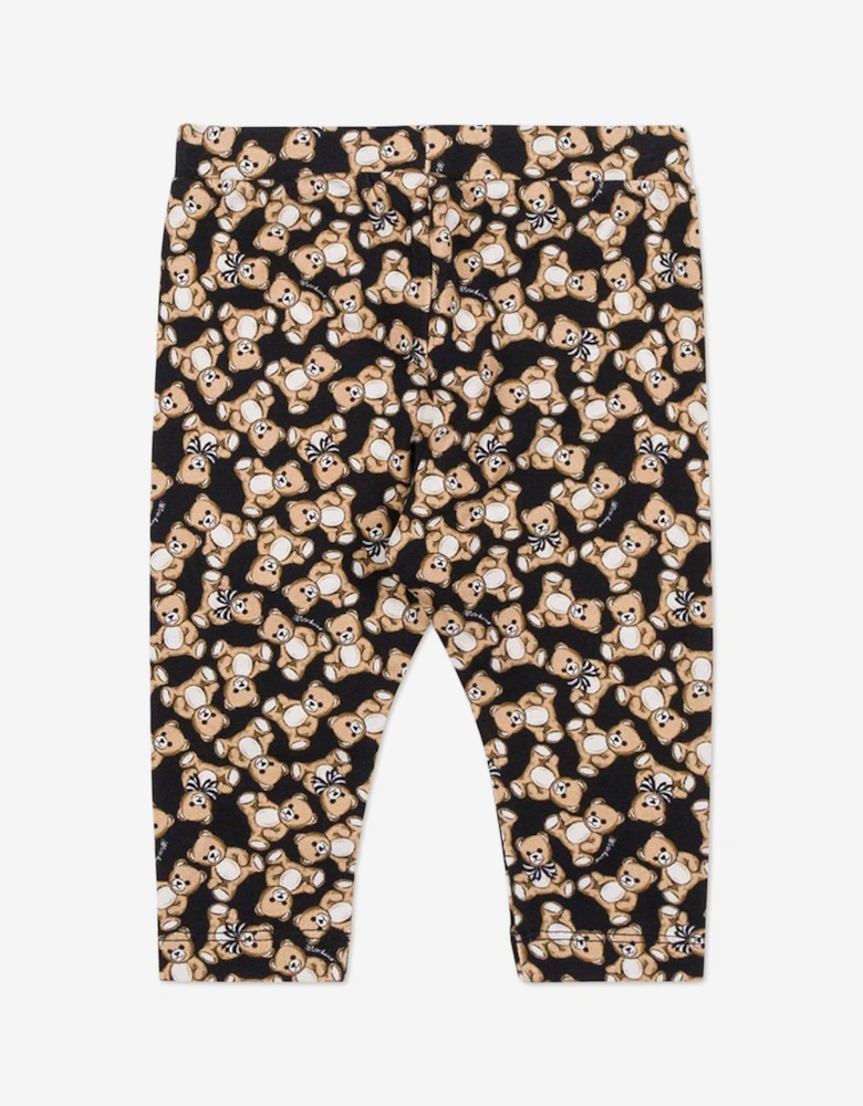 Baby Girls Teddy Bear Leggings in Black
