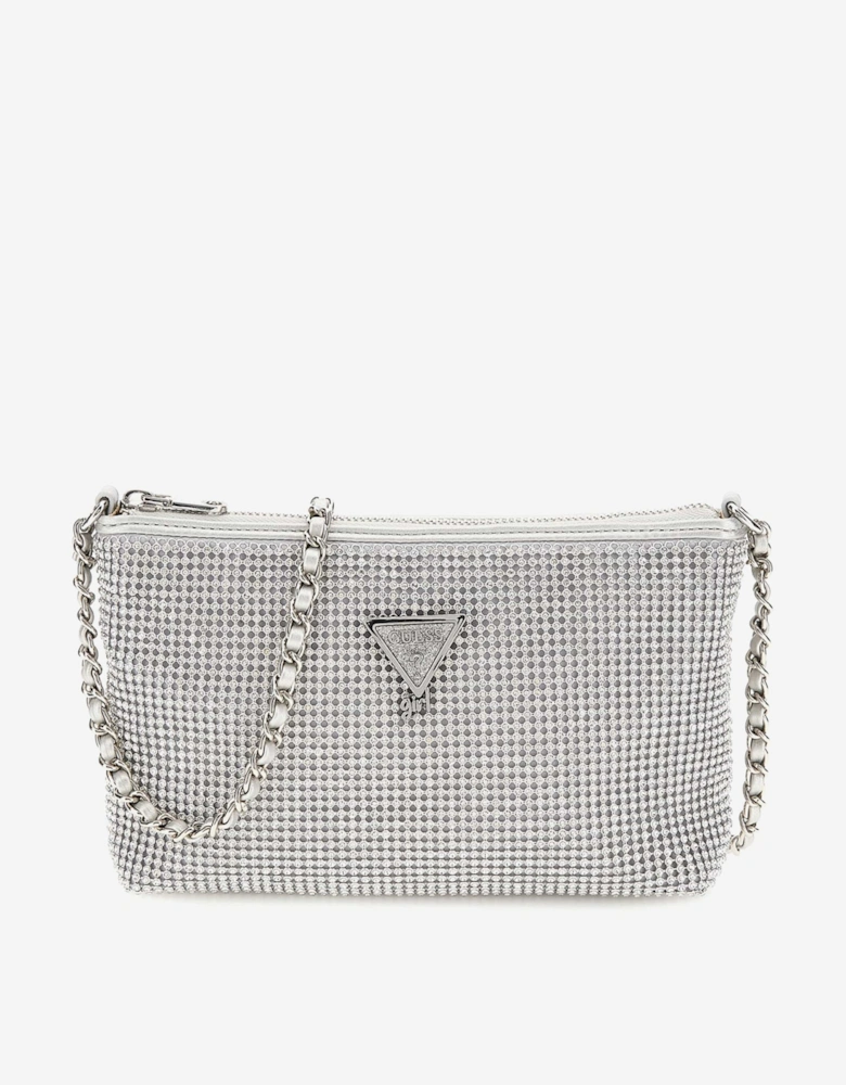 Girls Crystal Mesh Bag in Silver (20cm)