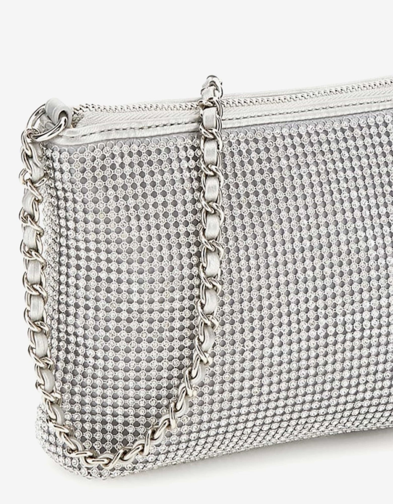 Girls Crystal Mesh Bag in Silver (20cm)