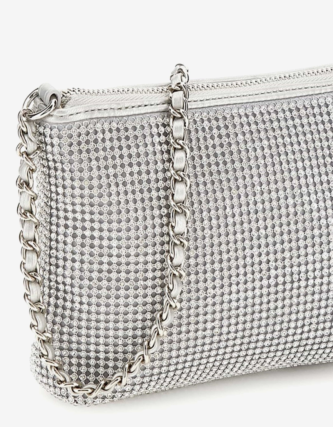 Girls Crystal Mesh Bag in Silver (20cm)
