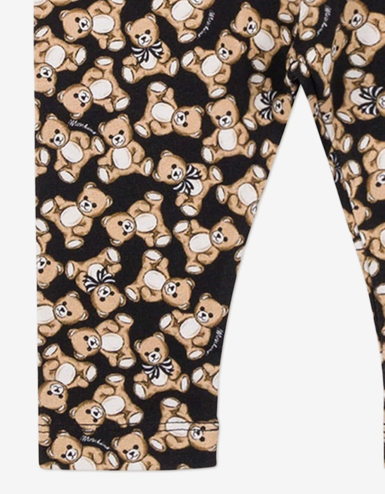 Baby Girls Teddy Bear Leggings in Black