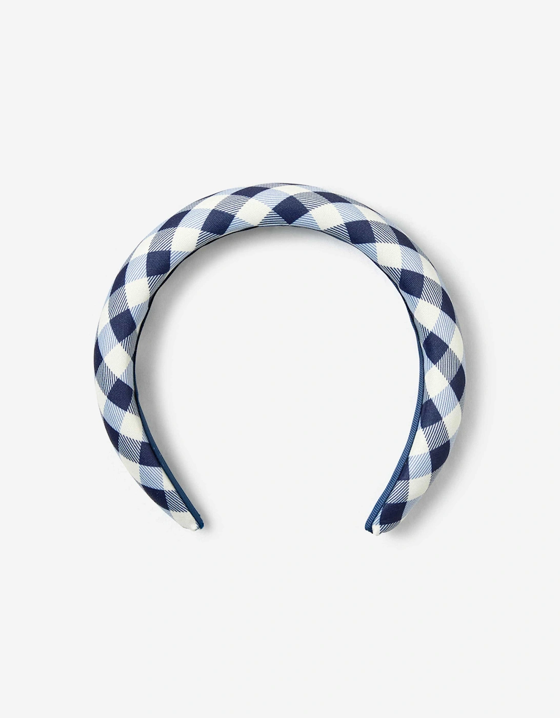 Girls Gingham Taffeta Headband in Navy, 5 of 4