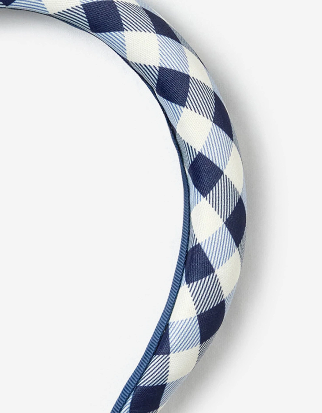 Girls Gingham Taffeta Headband in Navy