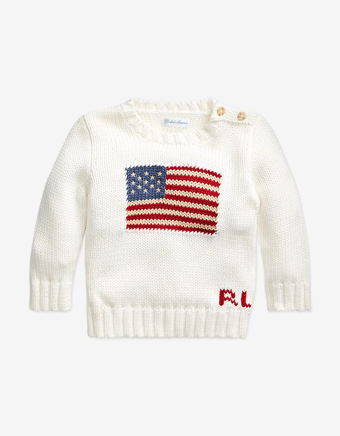 Baby Boys Flag Jumper in White, 5 of 4