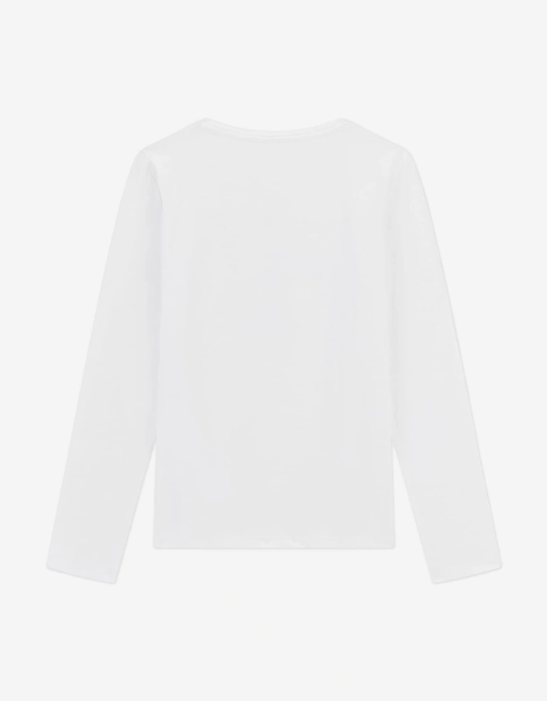 Girls Long Sleeve Logo T-Shirt in White