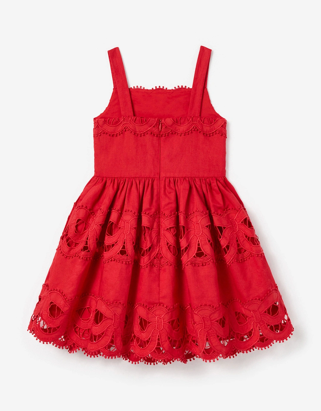 Girls Linen Bow Dress in Red