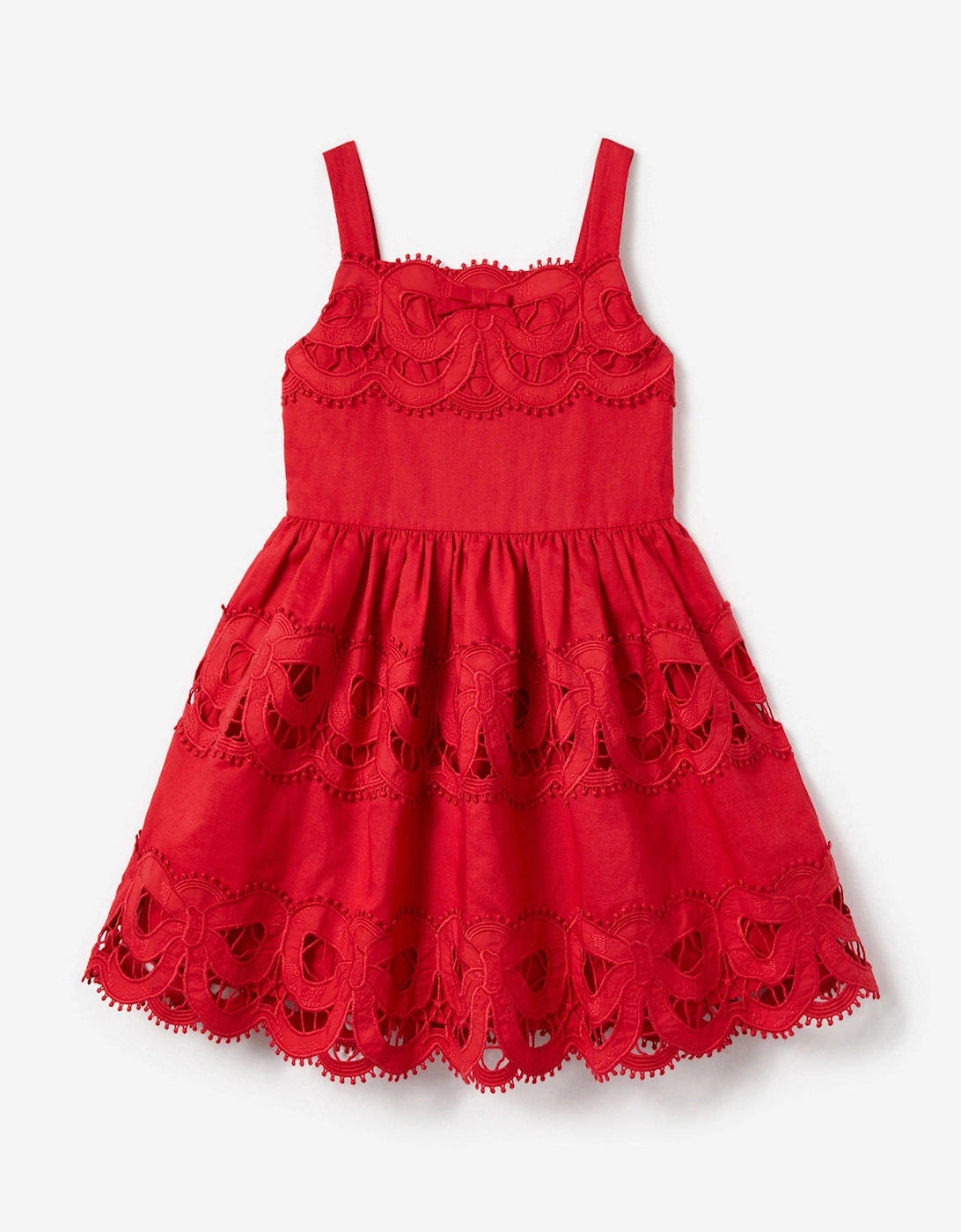 Girls Linen Bow Dress in Red, 5 of 4