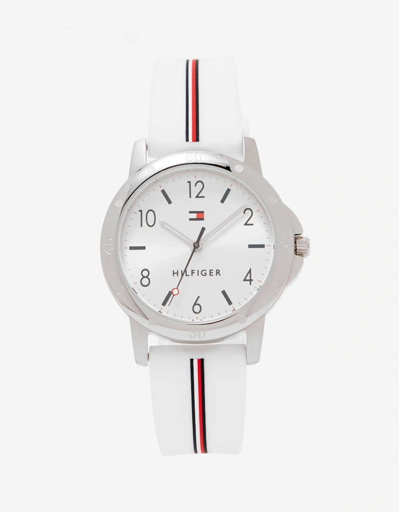 Girls Logo Strap Watch in White 32mm (One Size)