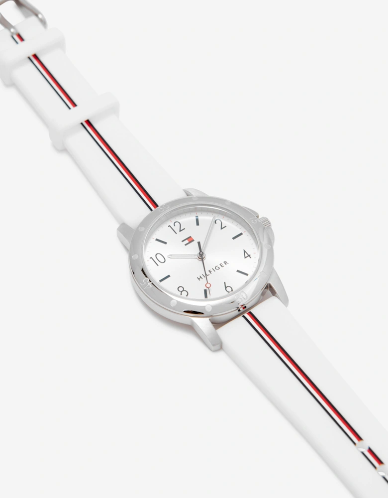 Girls Logo Strap Watch in White 32mm (One Size)