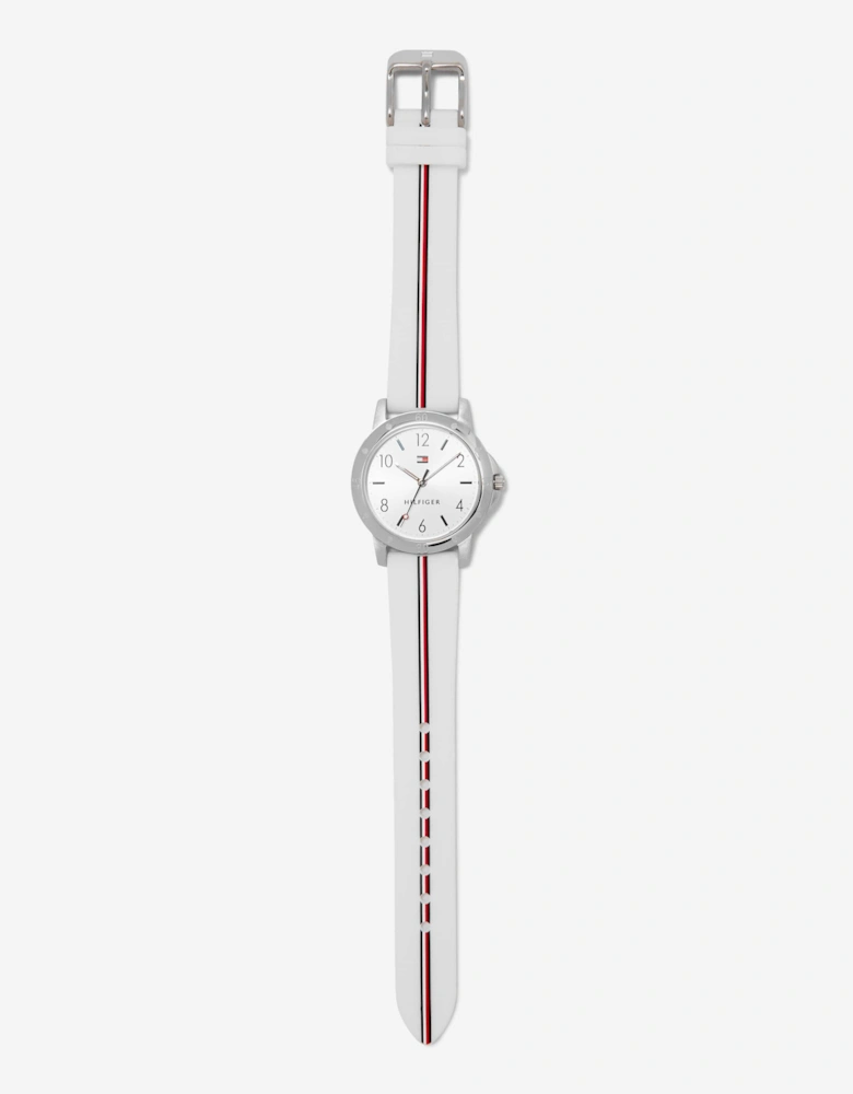 Girls Logo Strap Watch in White 32mm (One Size)