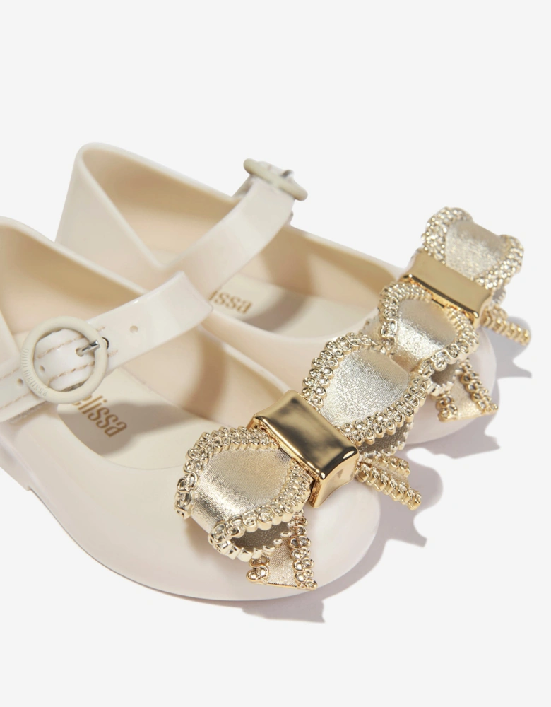 Girls Mini Sweet Love Bow Jelly Ballerinas in Beige