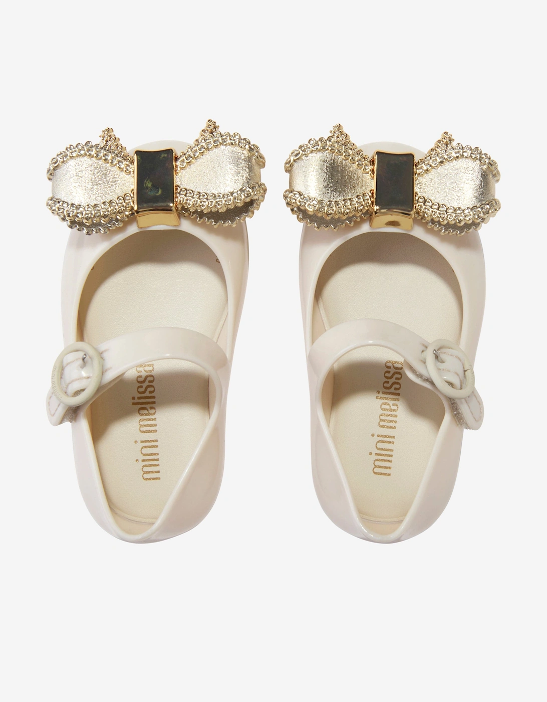 Girls Mini Sweet Love Bow Jelly Ballerinas in Beige