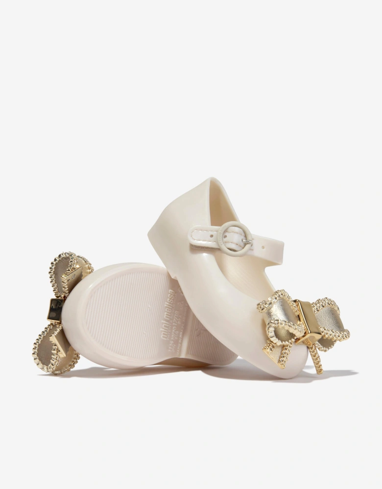 Girls Mini Sweet Love Bow Jelly Ballerinas in Beige