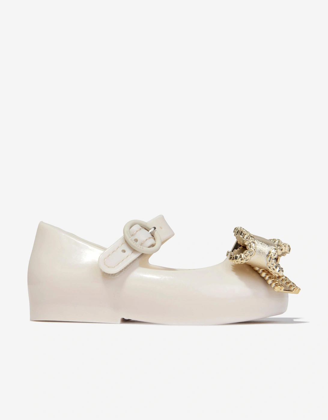Girls Mini Sweet Love Bow Jelly Ballerinas in Beige, 5 of 4