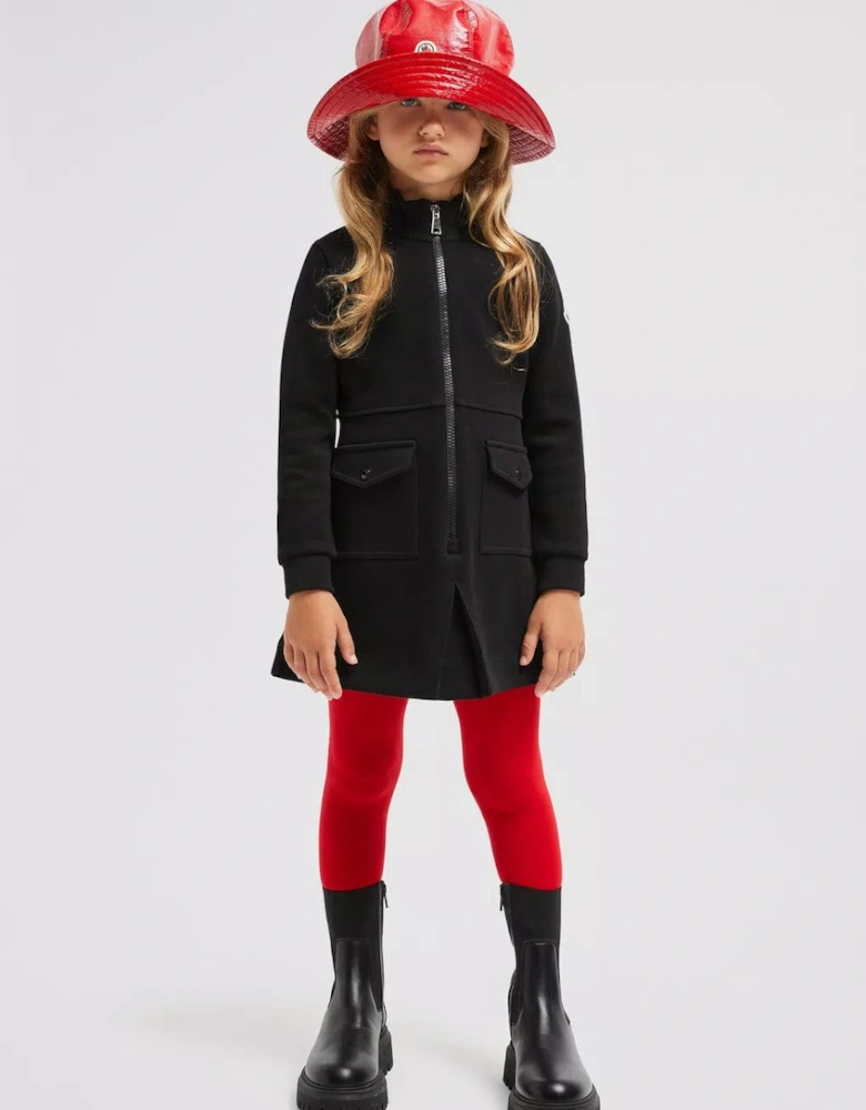 Enfant Girls Zip Up Dress in Black