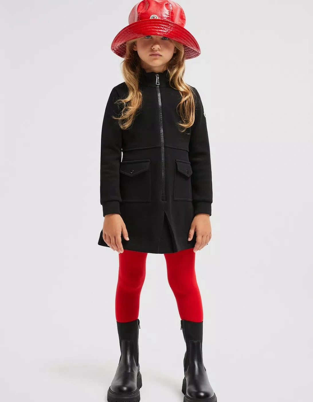 Enfant Girls Zip Up Dress in Black, 7 of 6