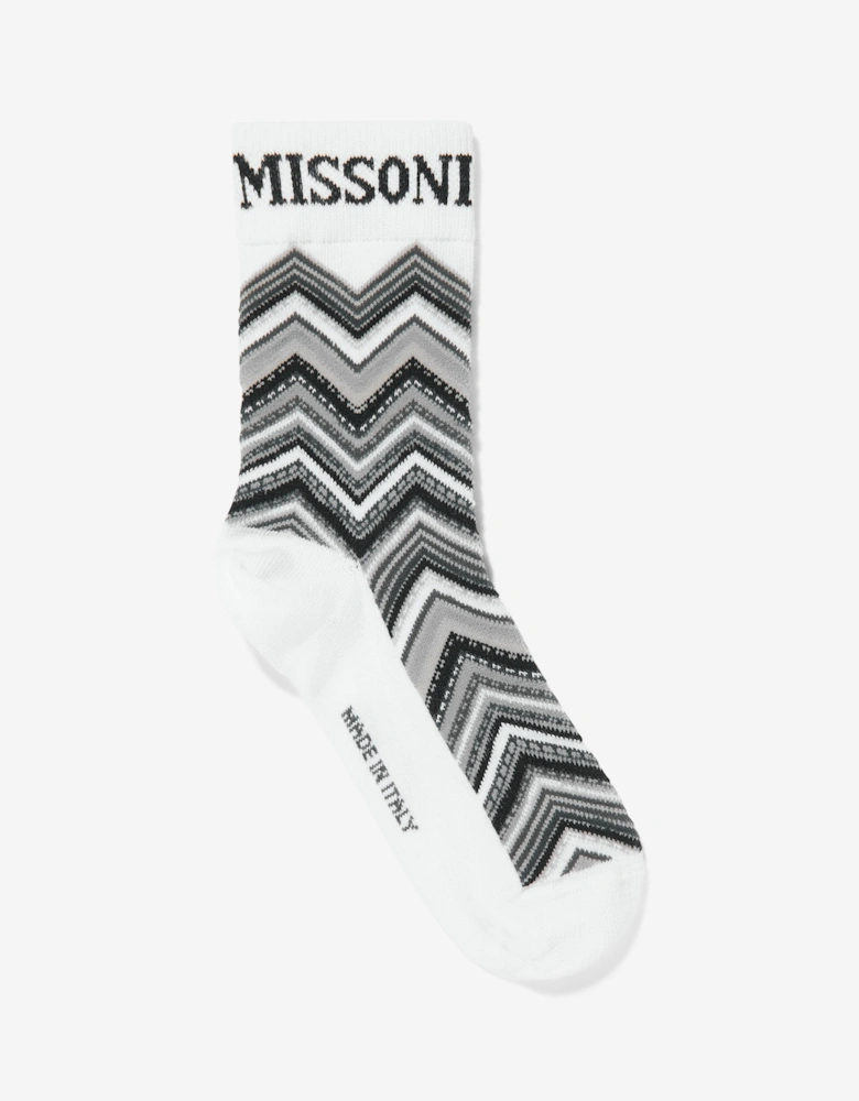 Kids Zigzag Socks in Black