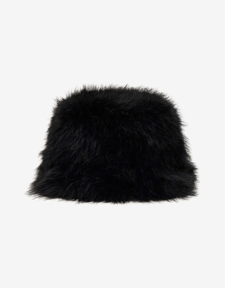 Girls Faux Fur Hat in Black
