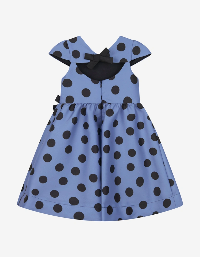 Girls Polka Bow Dress in Blue