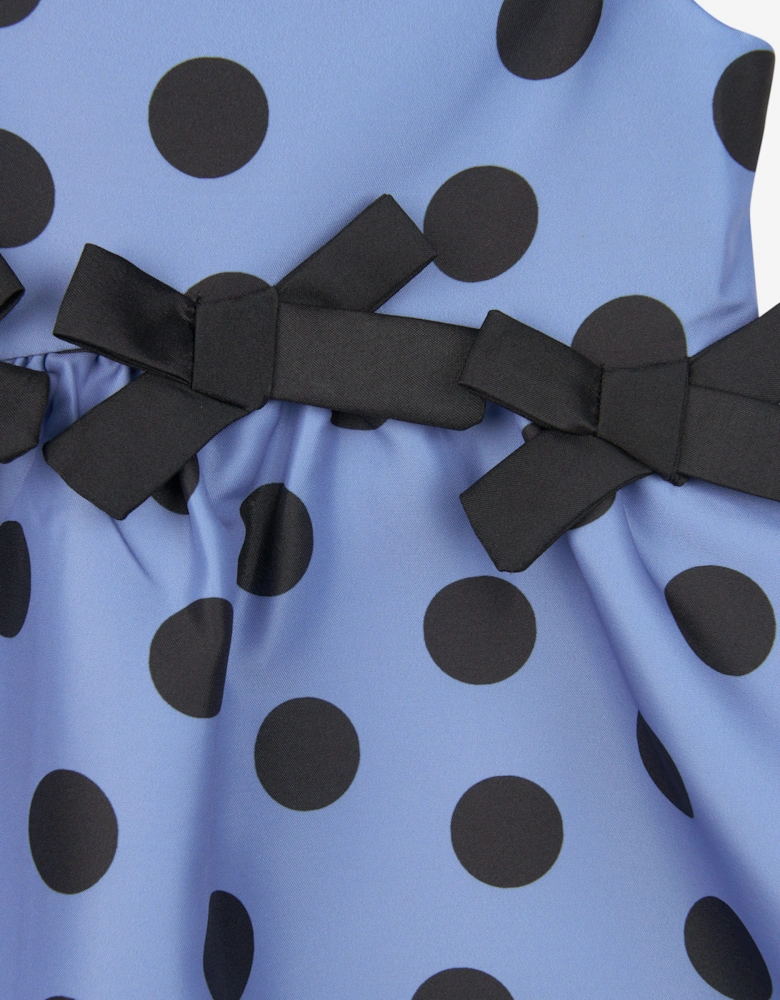 Girls Polka Bow Dress in Blue