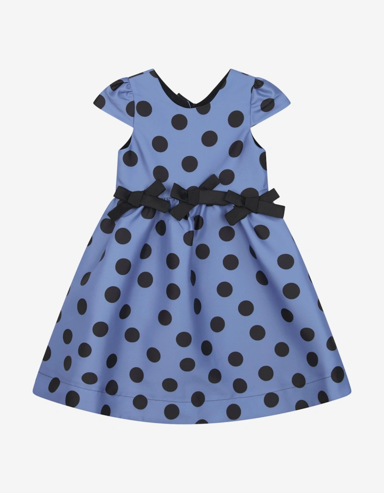 Girls Polka Bow Dress in Blue