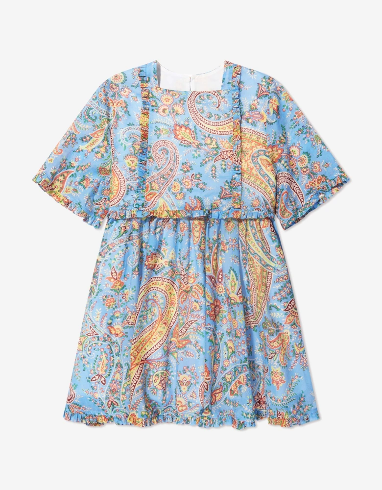 Girls Floral Paisley Dress in Bluw