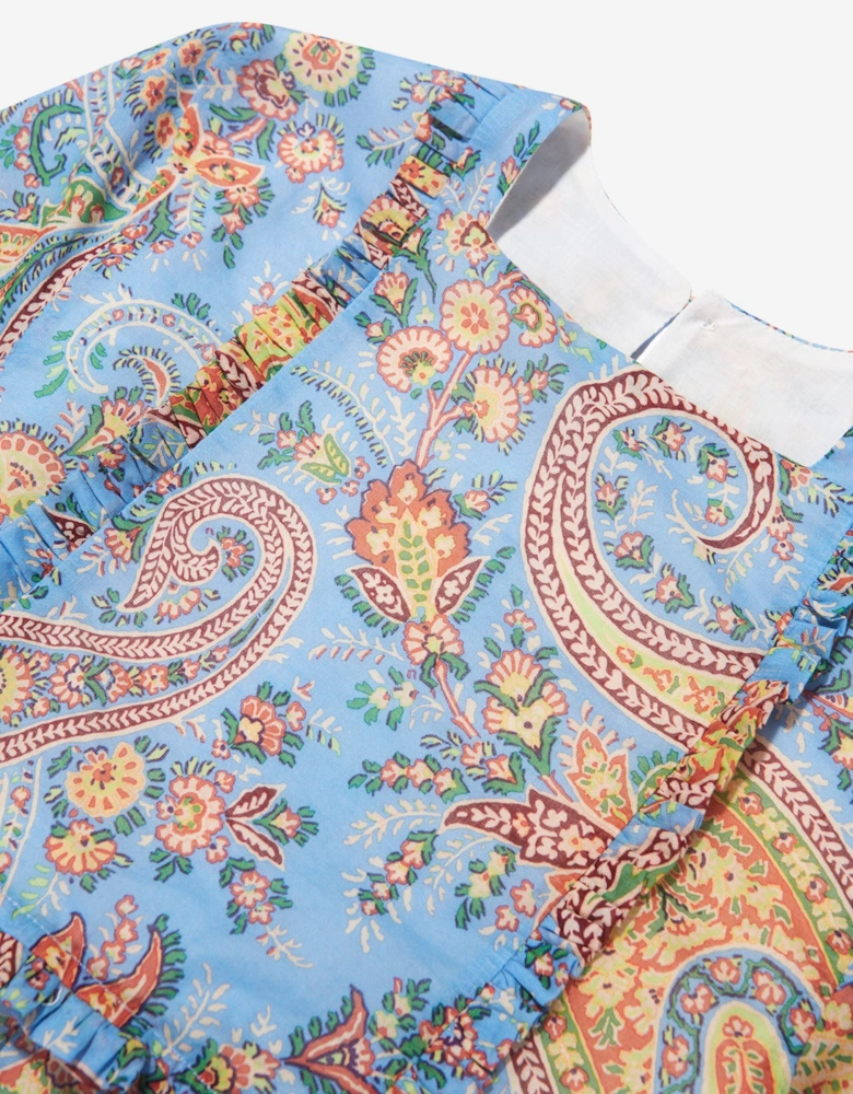 Girls Floral Paisley Dress in Bluw