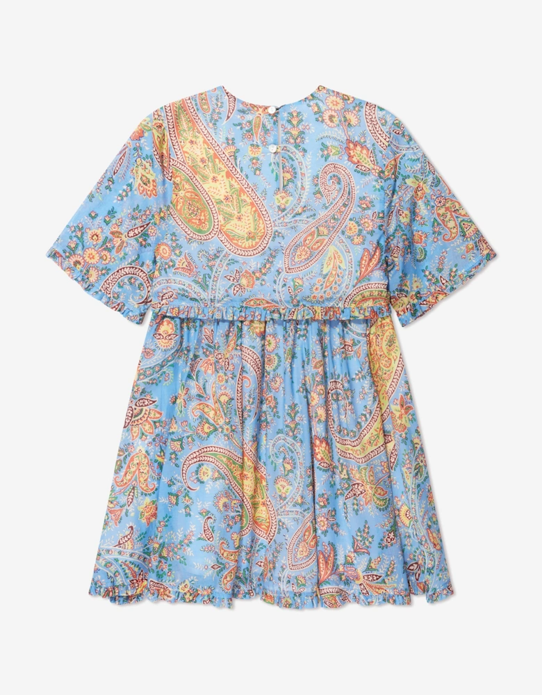 Girls Floral Paisley Dress in Bluw