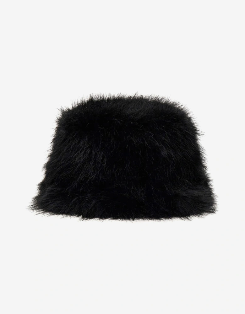 Girls Faux Fur Hat in Black