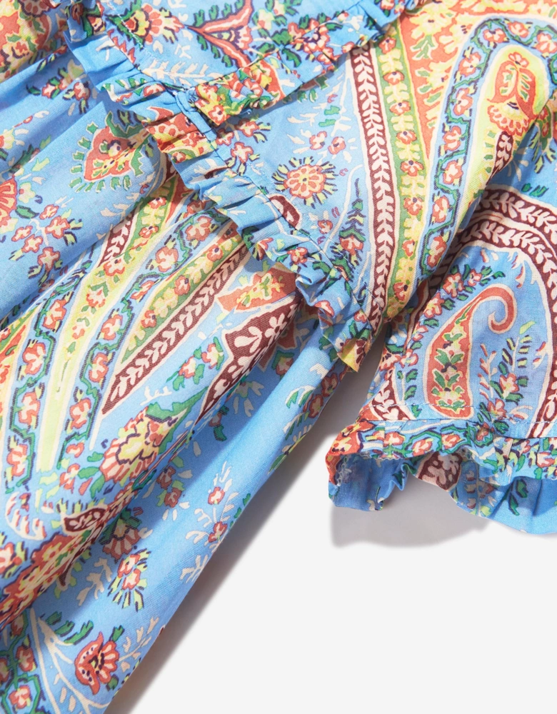 Girls Floral Paisley Dress in Bluw
