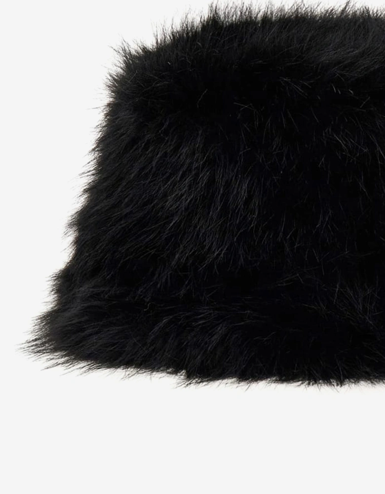 Girls Faux Fur Hat in Black