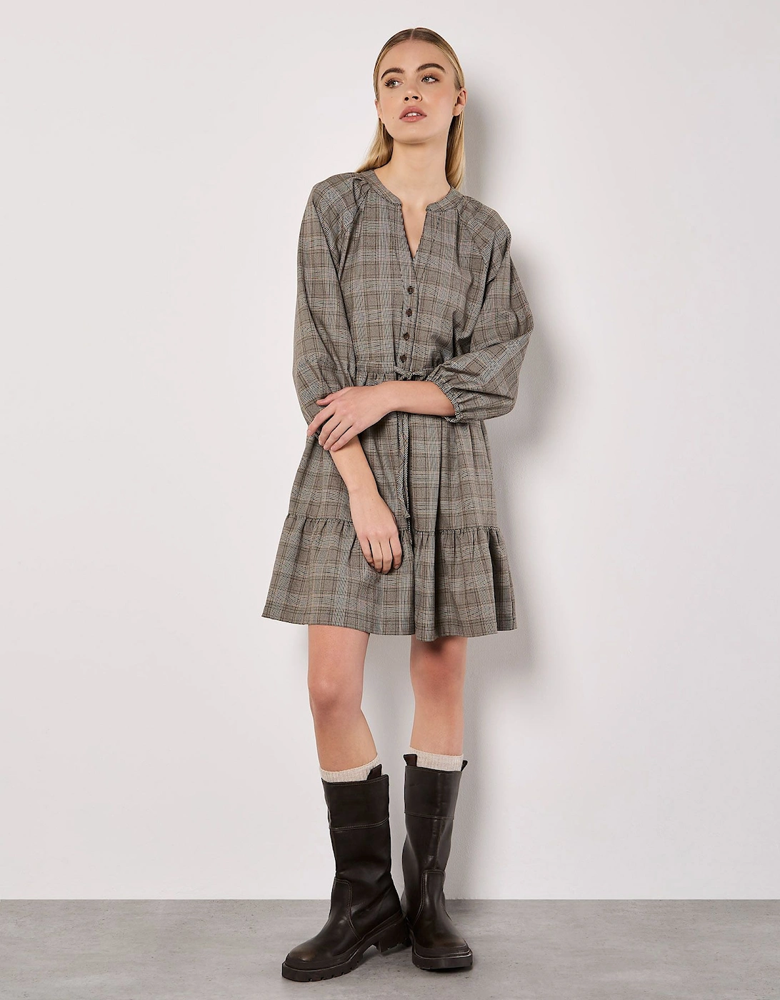 Heritage Check Ruffle Hem Mini Dress, 2 of 1