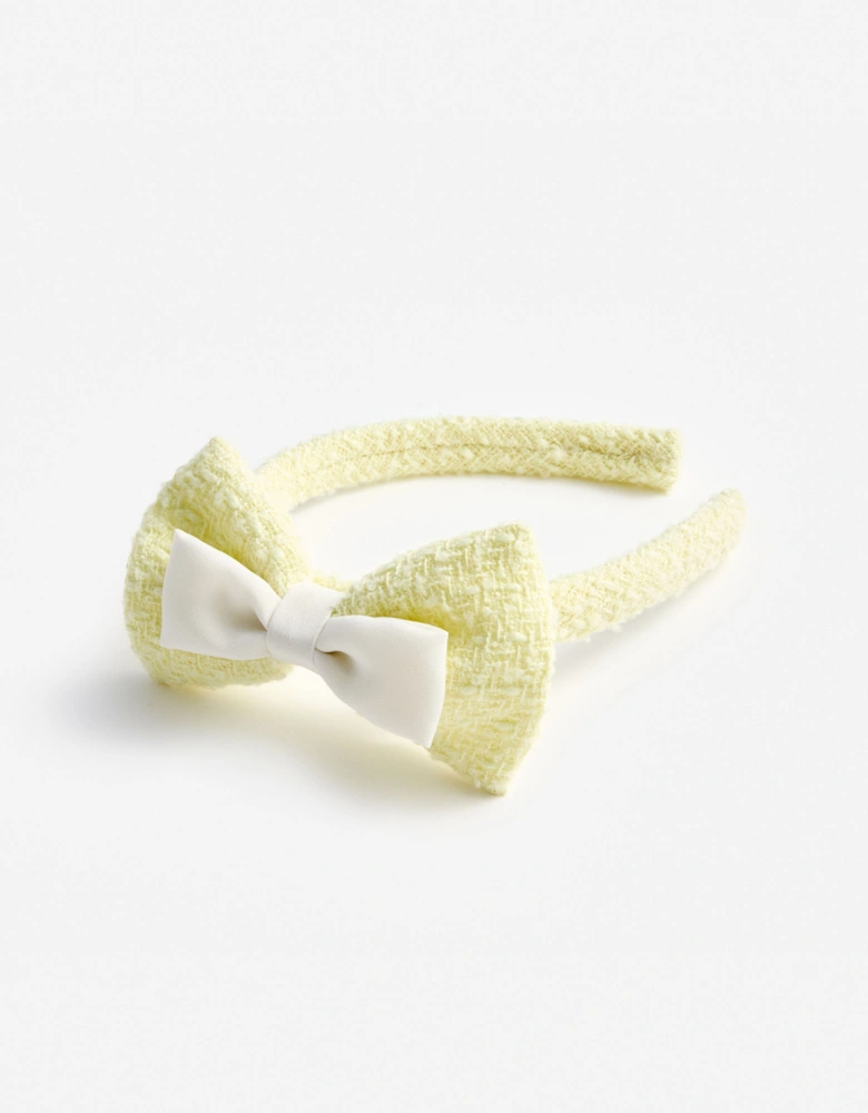 Girls Boucle Bow Headband in Yellow