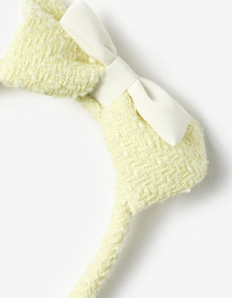 Girls Boucle Bow Headband in Yellow