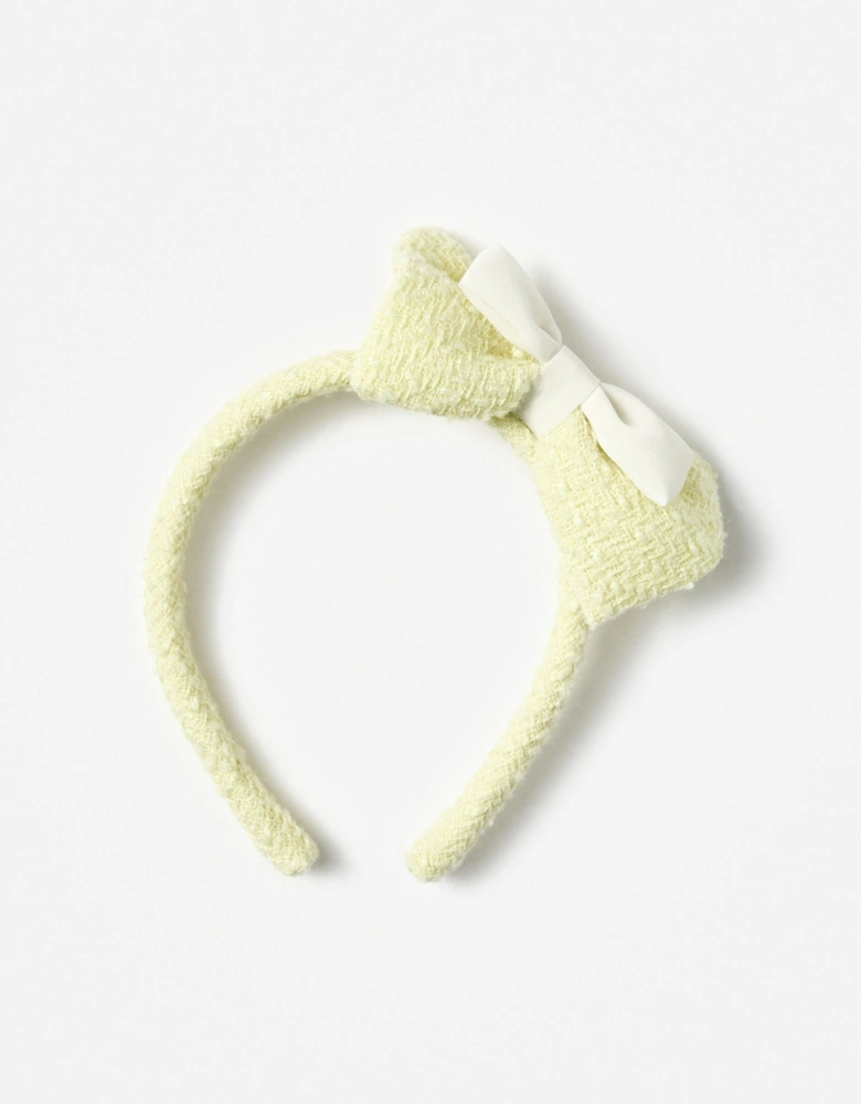 Girls Boucle Bow Headband in Yellow