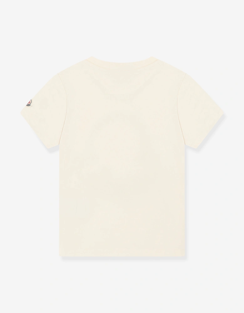 Enfant Girls Embroidered Logo T-Shirt in Ivory