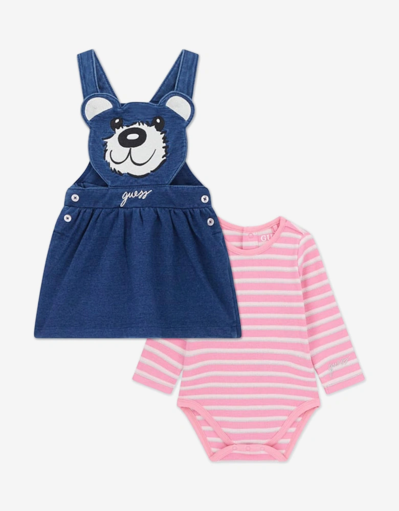 Baby Girls Bear Skirtall Set in Pink