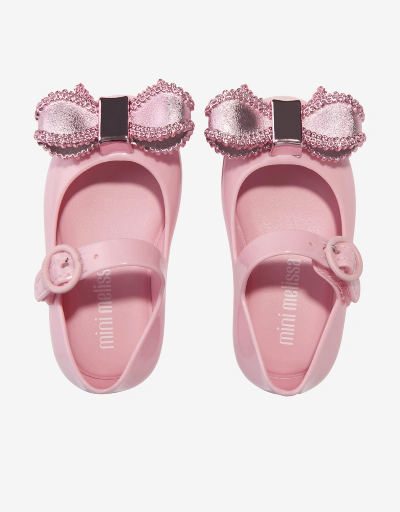 Girls Mini Sweet Love Bow Jelly Ballerinas in Pink