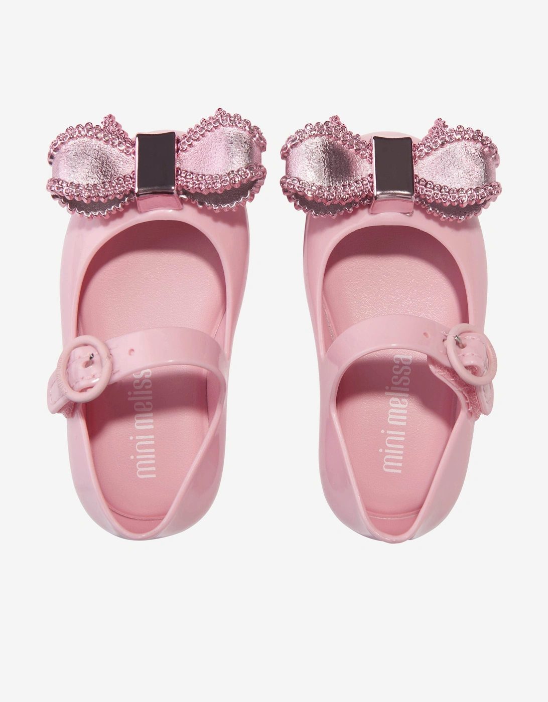 Girls Mini Sweet Love Bow Jelly Ballerinas in Pink